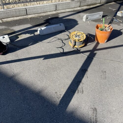 車止め施工状況です。