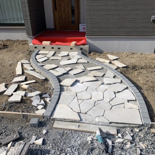 スロープ石貼りの割付けです。