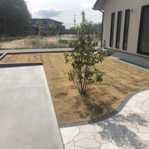 植栽作業・芝張り完了となります。