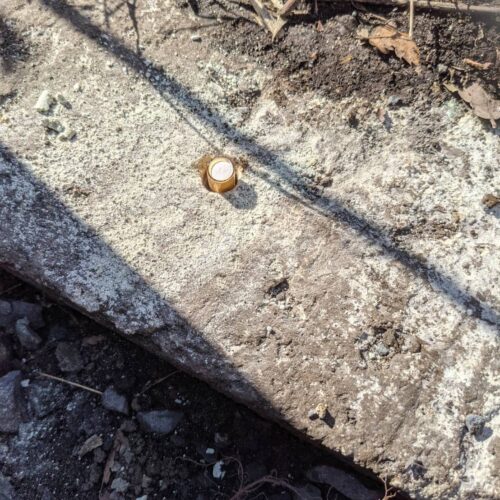 大谷石部分ケミカルアンカー、打ち込みです。