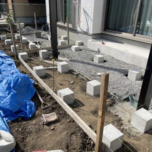 デッキ基礎施工状況です。