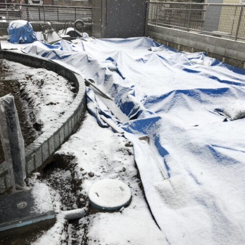 雪が止まずに段々と降り積もって参りました。本日の作業は中止となります。