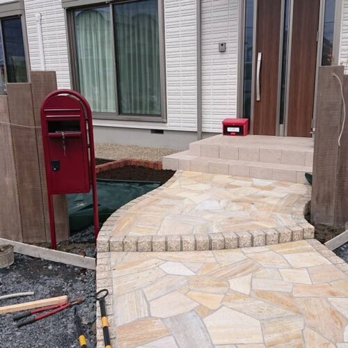 枕木、ポストの施工です。