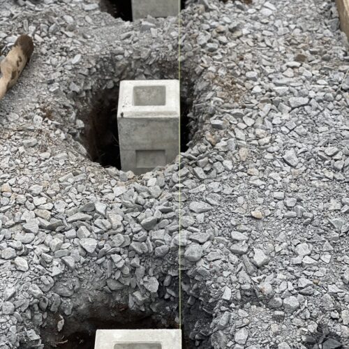 フェンスブロック施工です。