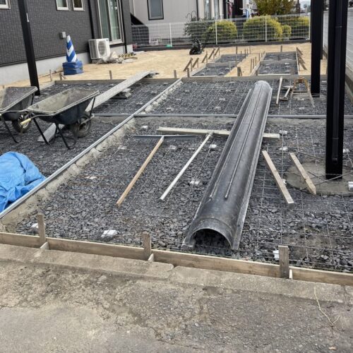 土間コンクリートメッシュ状況です。