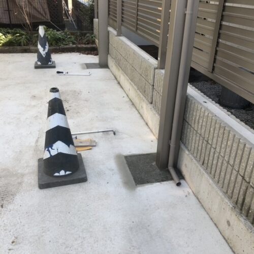 カーポート養生の片付けとなります。