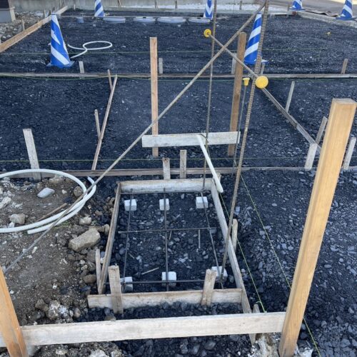 門柱部分の鉄筋の配筋状況です。 門柱部分の鉄筋の配筋状況です。