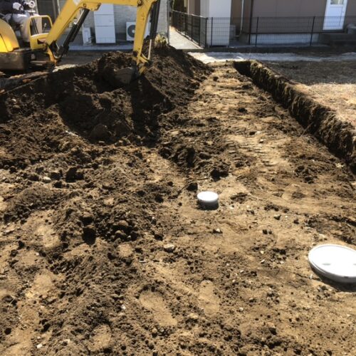 本日より工事着工となります。掘削作業開始です。