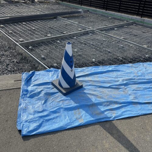 土間コンクリートのメッシュ施工状況です。