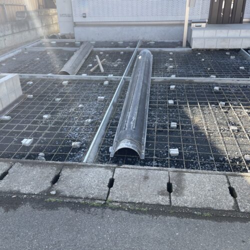 土間コンクリートメッシュ状況です。