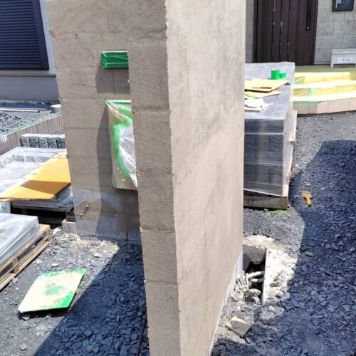 門袖の目地処理です。 門袖の目地処理です。