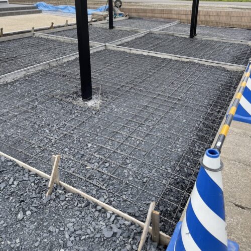 土間コンクリートのメッシュ状況です。