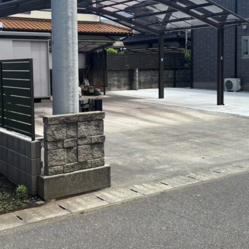 駐車場のコンクリートの養生も終わりまして工事作業完了となります。ありがとうございました。