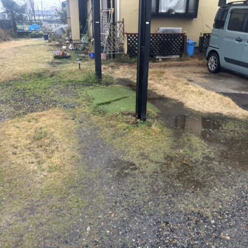 本日より工事着工の予定でしたが朝から雨が降り出してしまいました。雨の為に工事作業はお休みとなります。