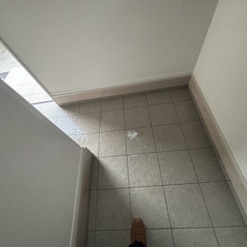 既存の玄関廻り及び前面道路の水洗い清掃作業となります。