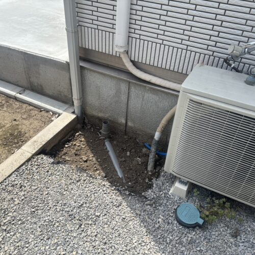 水道設備工事となります。明日の作業にて水栓柱と水受けパンの設置作業予定です。