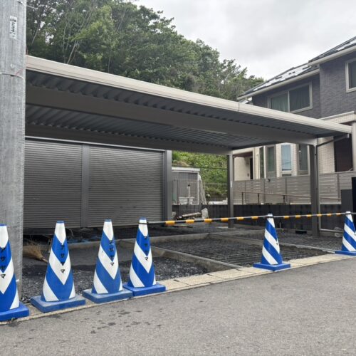 本日は駐車場部分のコンクリートの打設予定でしたが雨の為に作業は延期となります。再度コンクリートの予約を取りまして工事作業を予定致します