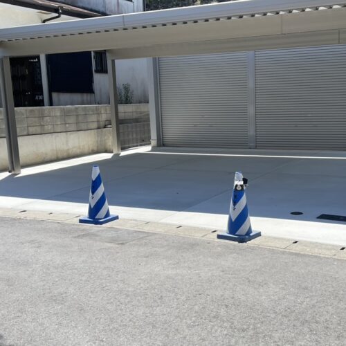 清掃作業を致しまして本日の作業は完了です。駐車場の方は養生中となります。